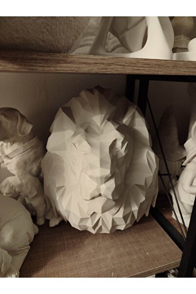 BilgeCe hoMe Boyasız ham Kubik Aslan heykeli, Duvar aslanı heykeli, büyük asl...