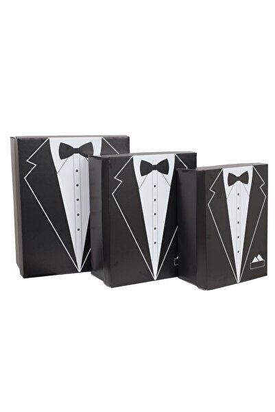 SABMAR Damat Bohçası 3'lü Kutu Damat Çeyiz Kolisi 3'lü Sert Mukavva Damat Fig...