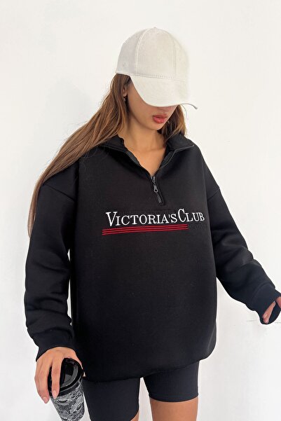 Sun Victoria Unisex Dik Yaka Oversize 3 Iplik Şardonlu Sweatshirt