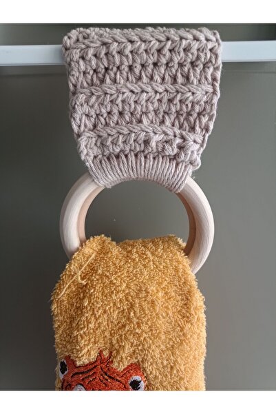 Handmade Ahşap Kulplu Elbezi, havlu, eşarp Askısı
