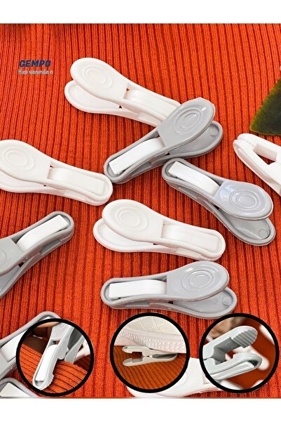 Gempo 96 Adet Gri Beyaz Premium Kırılmaz Mandal Yaysız Mandal Slikon Mandal Iz Bırakmaz Mandal Paslanmaz