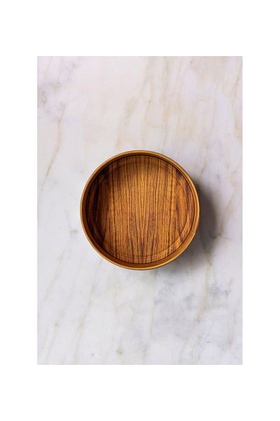 CocoVia 20 cm Decorative Wooden Round Metal Bread Bowl and Looking Box