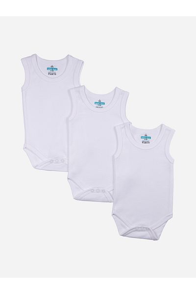 Babies Basic By Styli مجموعة من 3 قطع - بدلة جسم سادة بدون أكمام