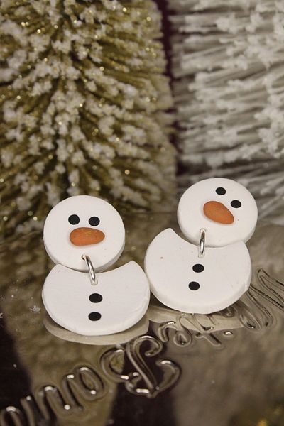 TREND White Christmas Earrings - Carrot Nose Snowman New Year