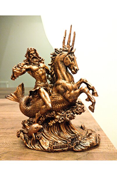 Antioch Art And Design Tasarım Atlı Poseidon Biblo Büyük Boy Mitolojik Heykel...