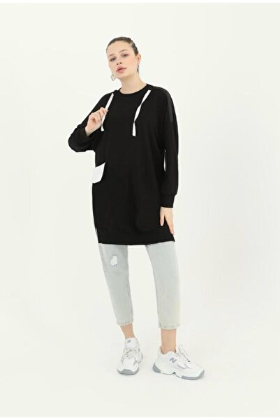 Puane Black Long Sivit - Pocket and Zipper Detail