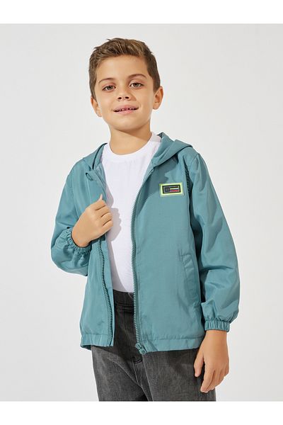 Styli Solid Patch Detail Double Deck Zipper Hooded Jacket