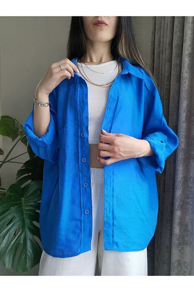 ms perry Cămașă oversize din in cu umăr jos