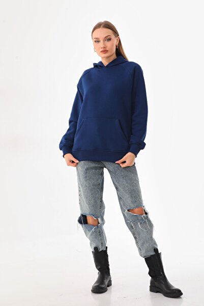 batı Φούτερ με μανίκια ρεγκλάν, χοντρό oversize με φλις εσωτερικά