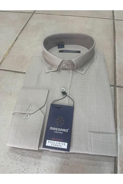 MASSARO Μακρυμάνικο λινό βαμβακερό πουκάμισο - 100% λινό