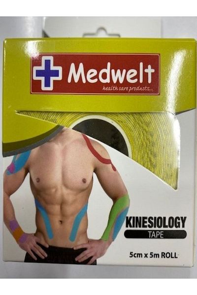 MEDWELT أشرطة الألم شريط كينيسيو أصفر 5 سم * 5 م