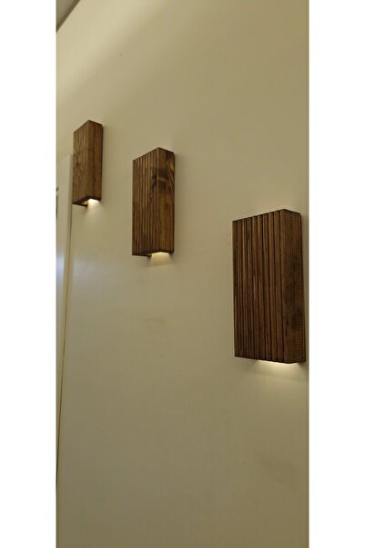 ViraHome Ahşap Dekoratif Ledli Aplik Duvar Balkon Antre Aksesuarı Otel Cafe Villa Bohem Dekor Piiler Hariç