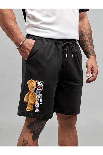 DAXİS Sportwear Company Μαύρο ανδρικό εμπριμέ σορτς