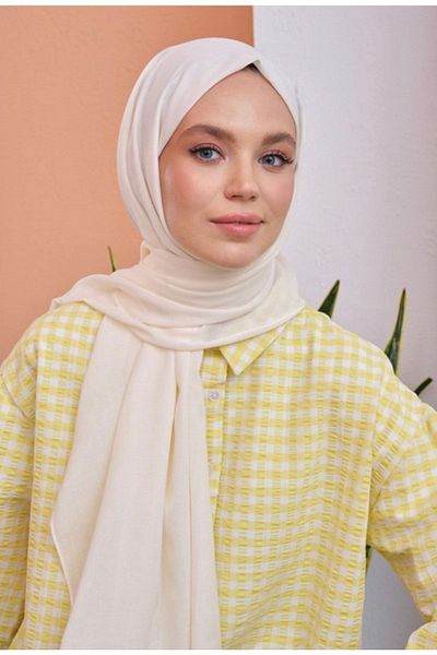 Mides scarf Hijab Cotton Kraş Cazz Shawl Model-κρέμα
