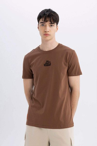 DeFacto Κοντομάνικο μπλουζάκι DFC - Crew Neck Slim Fit με στάμπα