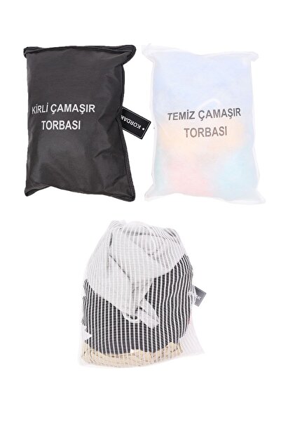 KORDAK 3'lü Set: Temiz-kirli Çamaşır Torbası Ve Çamaşır Filesi - Asker Malzemeleri