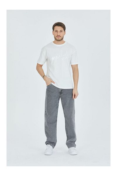 Shoppingdimoda Men's Baggy Jeans Trousers Anthracite