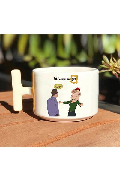 GünayStore Friends Central Perk - Chandler and Monica White T- Mug Handmade