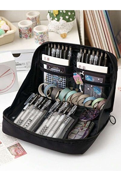 Kawaii Creative Geniş Kapasiteli Şeffaf Pencereli Organize Kalemlik
