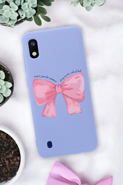 mooodcase Samsung A10 Uyumlu Pembe Kurdele Premium Silikonlu Telefon Kılıfı
