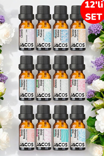 JACOS 12'li Ekonomi SET Esansiyel Uçucu Yağı Buhardanlık Difüzör Esansı Oda K...