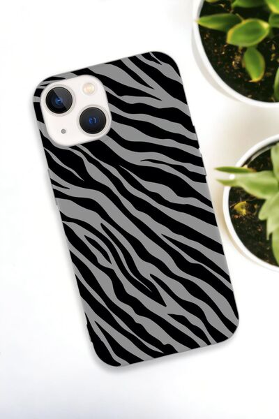 mooodcase iPhone 15 Uyumlu Zebra Pattern Premium Silikonlu Lansman Telefon Kılıfı