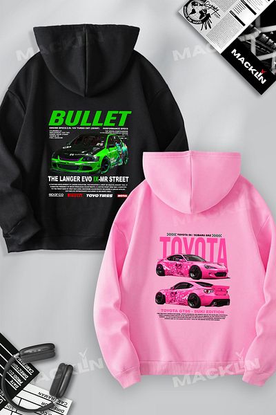 macklin Σετ φούτερ με κουκούλα με στάμπα Beloved Couple - The Fast and Furious Bullet & Suki EVO IX BACK