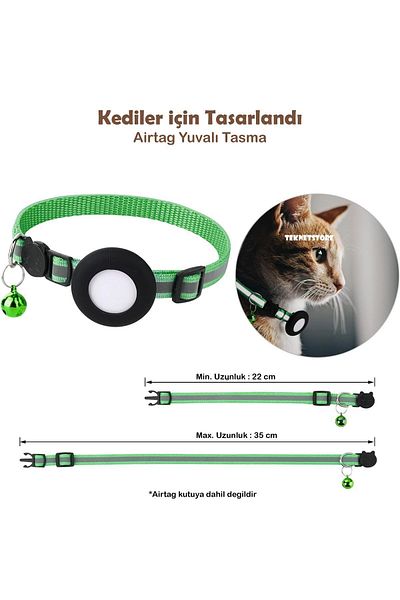 TEKNETSTORE Airtag Cat and Dog Collar with Slot Locked Safety Apparatus Airtag Case and Bell Collar GPS