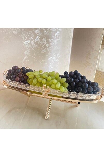 İmren Collection Tekli Standlı Cam Tabaklı Sunumluk