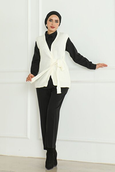 MAY MARA Women's Oversize Shawl Collar Knitwear Vest