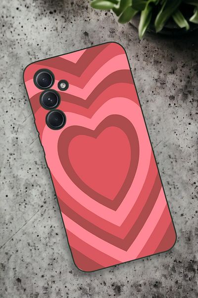 mooodcase Samsung Galaxy A34 Compatible Red Hearts Patterned Premium Silicone Launch Phone Case