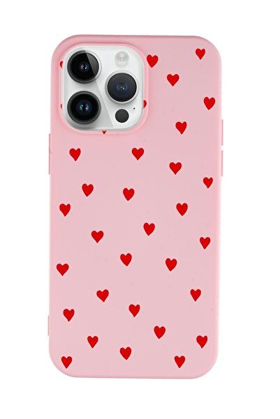 mooodcase iPhone 14 Pro Uyumlu Sevimli Kalpler Desenli Premium Silikonlu Telefon Kılıfı