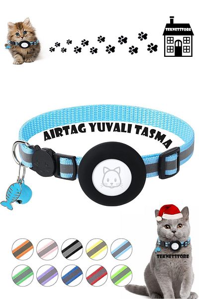 TEKNETSTORE Airtag Cat and Dog Collar with Slot Locked Safety Apparatus Airtag Case and Bell Collar GPS