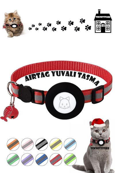 TEKNETSTORE Airtag Compatible - Cat and Dog Locking Safety Apparatus, Bell Collar Gps
