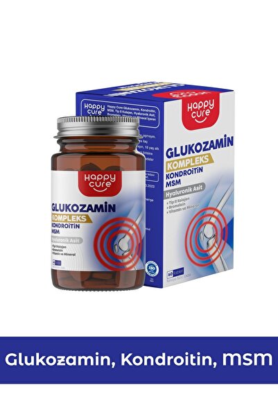 Happy Cure Glukozamin Kompleks 60 Tablet (Glukozamin, Kondroitin, MSM, Tip 2 ...