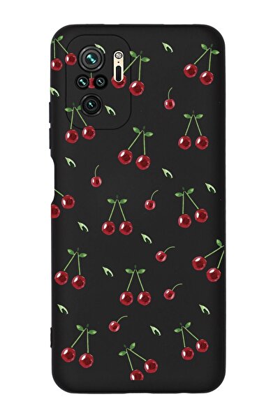 mooodcase Xiaomi Redmi Note 10S Uyumlu Kiraz Desenli Premium Silikonlu Telefon Kılıfı