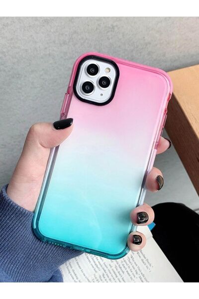 mooodcase Iphone 12 Pro Uyumlu Premium Rainbow Renkli Silikonlu Telefon Kılıf...