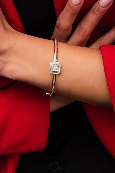 Altınaşkı Baget Taşlı Altın Kelepçe Bilezik