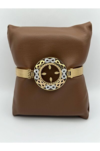 Arnes Jewelry Çelik Çeyrek Altın Takılabilen Kelepçe Bileklik