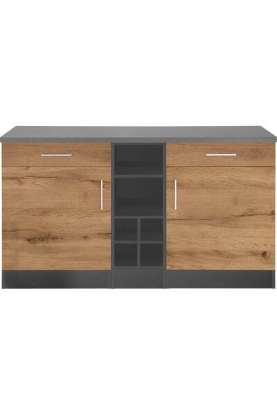 Tdesigno Katya Mutfak Alt Modül 150 Cm Antrasit-atlantik Çam -tezgah Dahil