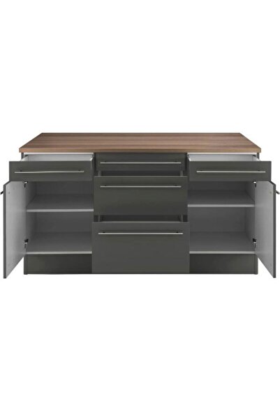 Tdesigno Dion Mutfak Alt Modül 160 cm Antrasit - Tezgah Dahil