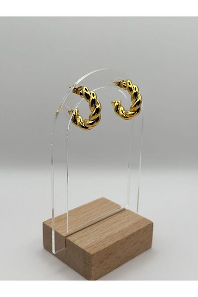 Arnes Jewelry Steel Curved Twist Earrings