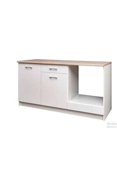 Tdesigno Mera Mutfak Çekmeceli Alt Modül 180 cm Beyaz Tezgah Dahil