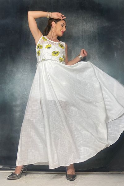 Quincey Maxi βαμβακερό μακρύ φόρεμα
