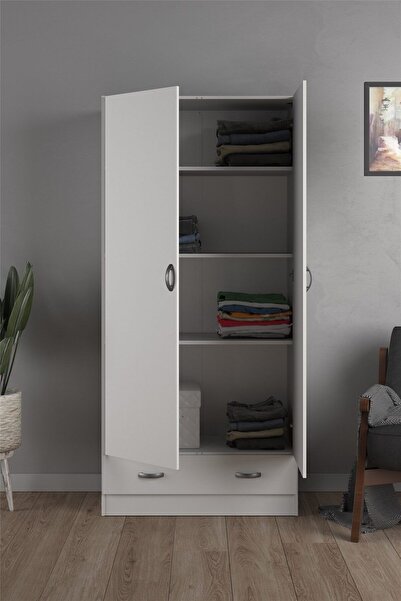 Tdesigno Aysu  Giyinme Dolabı - Çok Amaçlı Dolap - Gardırop 80 Cm-2 Kapaklı-1...