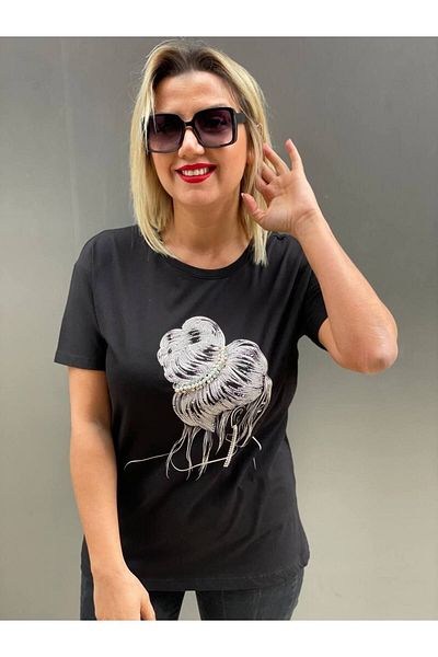 Butik Shiny Stone Detailed T-shirt