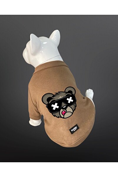 Buddy Store Kedi Ve Köpek Kıyafeti Elbisesi Kıyafetleri - Kedi Baskılı Bej Ka...
