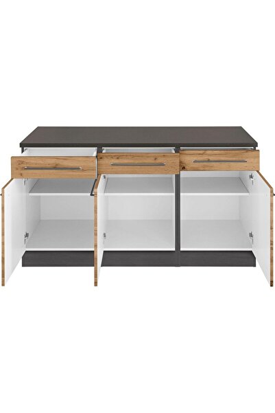 Tdesigno Dema Mutfak Çekmeceli Alt Modül 150 Cm Antrasit-tezgah Dahil