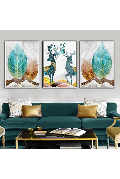 Harika bir ev | Turquoise-Gold Most Stylish Flower-Deer Combination | Framed ...