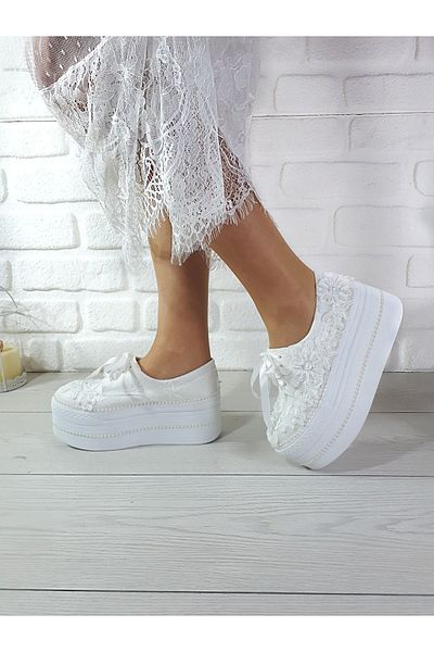 Modavien Women's White High Heel Embroidered Bridal Shoes 41208 41208